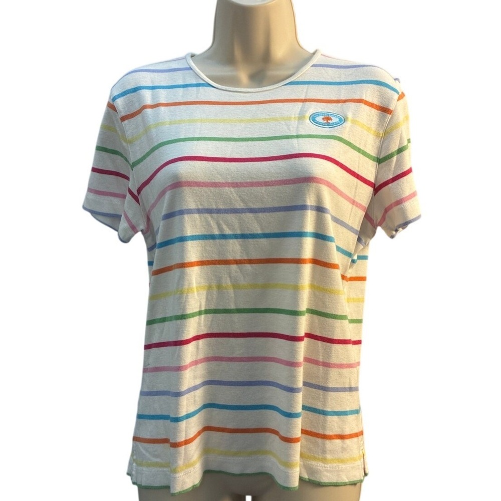 Kate Lord Kiawah Island Ocean Course‎ Rainbow Stripe Pima Cotton Tee Shirt Large
